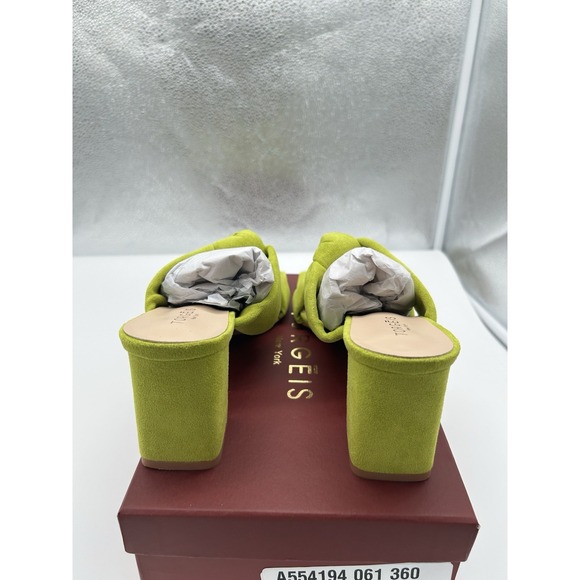 New Torgeis‎ Flamingo Faux Suede Double Knotted Block Heeled Sandals Green Sz 10 - Picture 5 of 9